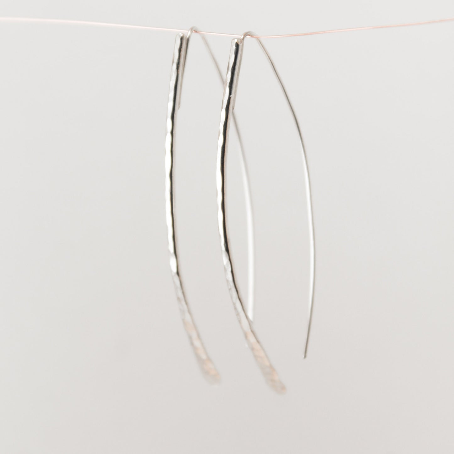 ‘Costa’ Hammered Sterling Silver Threaders Earring Pair