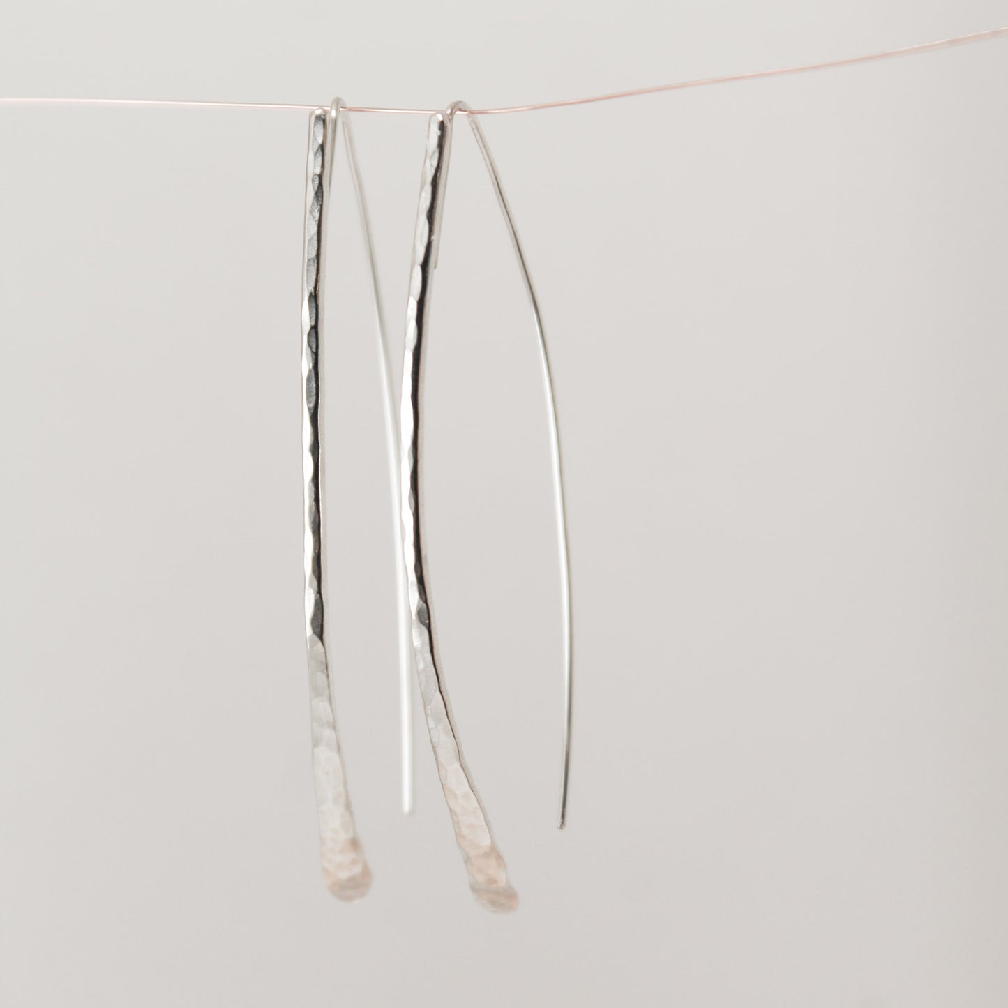 ‘Costa’ Hammered Sterling Silver Threaders Earring Pair
