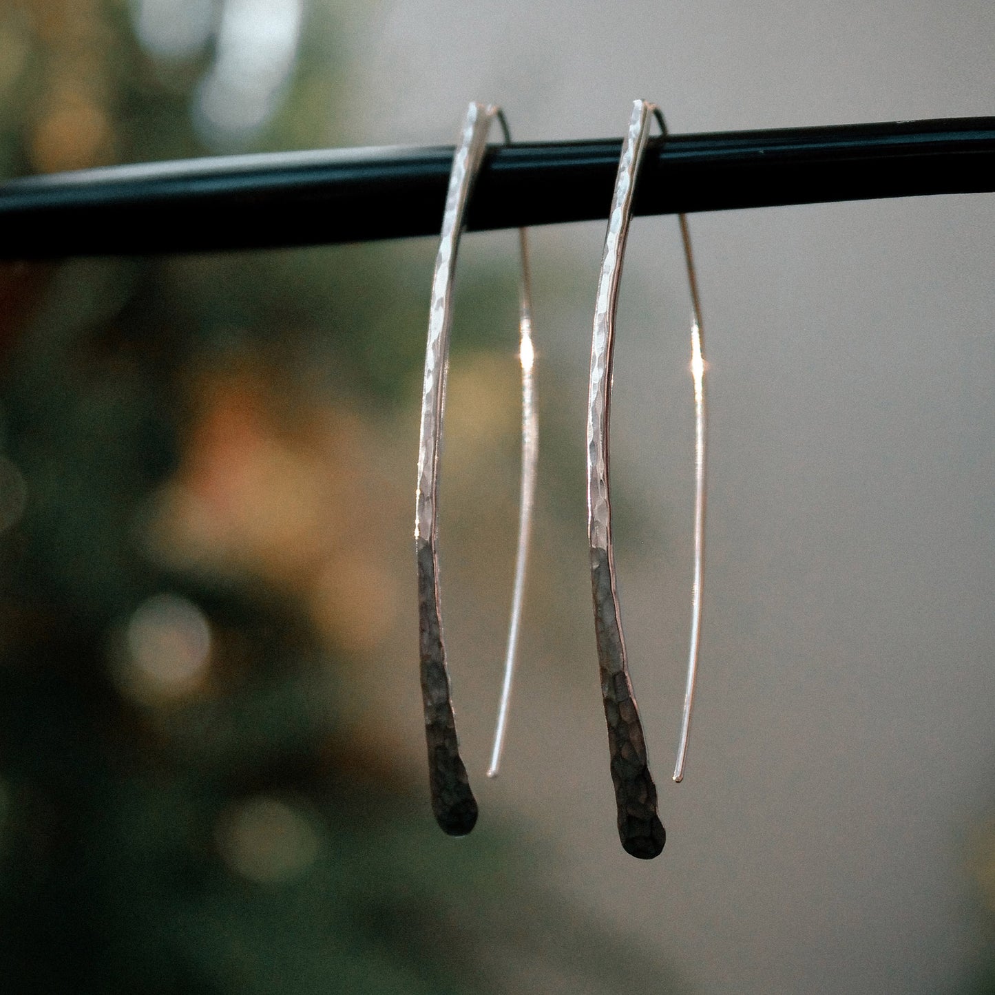 ‘Costa’ Hammered Sterling Silver Threaders Earring Pair