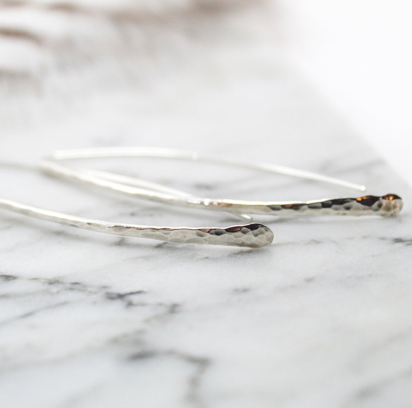 ‘Costa’ Hammered Sterling Silver Threaders Earring Pair
