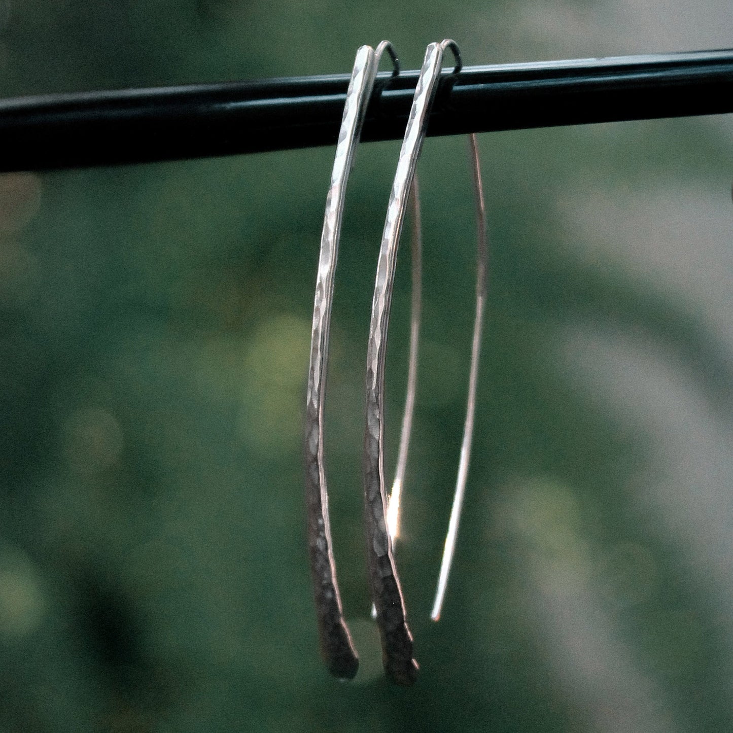 ‘Costa’ Hammered Sterling Silver Threaders Earring Pair