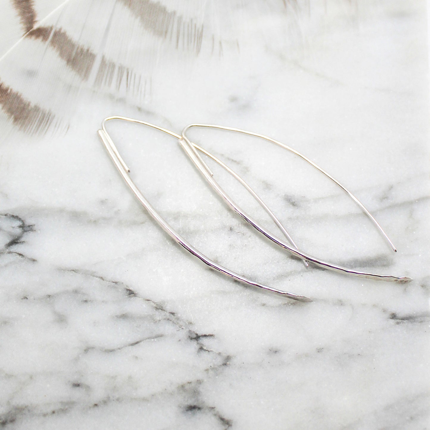 ‘Costa’ Hammered Sterling Silver Threaders Earring Pair