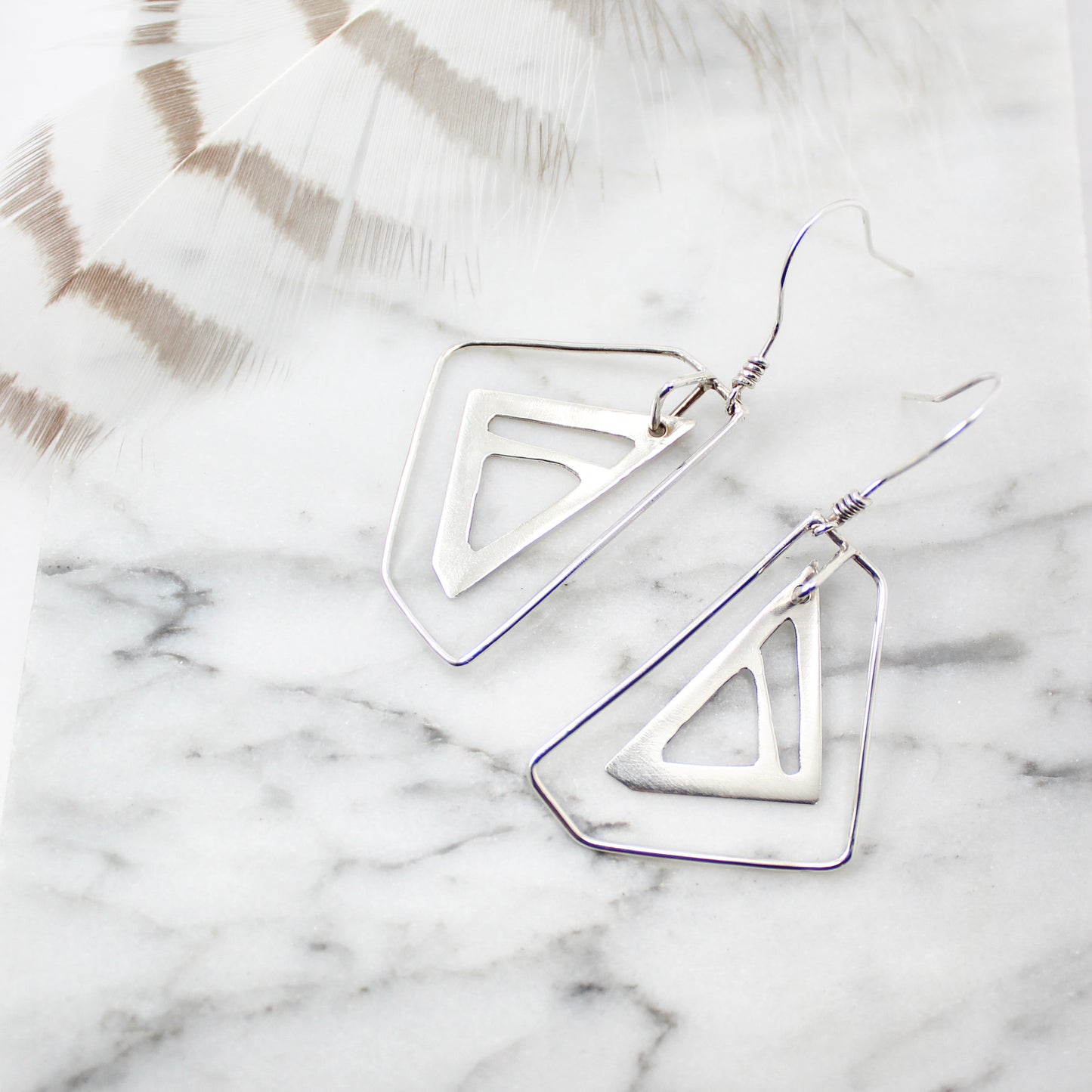 ‘Modern Butterfly’ Abstract Sterling Silver Earring Pair B