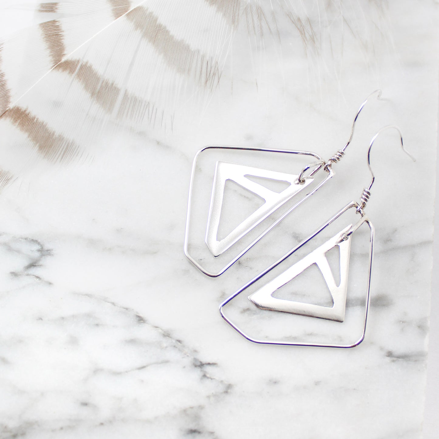 ‘Modern Butterfly’ Abstract Sterling Silver Earring Pair A