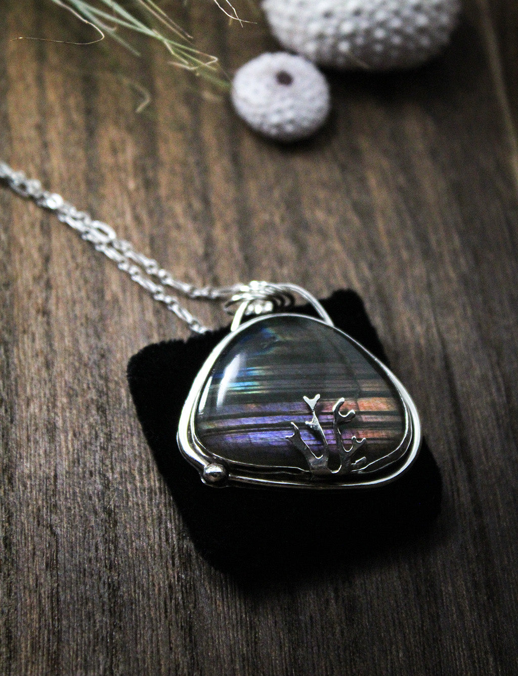 Rare Purple Labradorite Decorative Sterling Silver Pendant