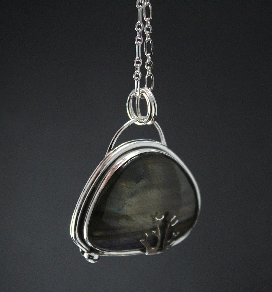 Rare Purple Labradorite Decorative Sterling Silver Pendant