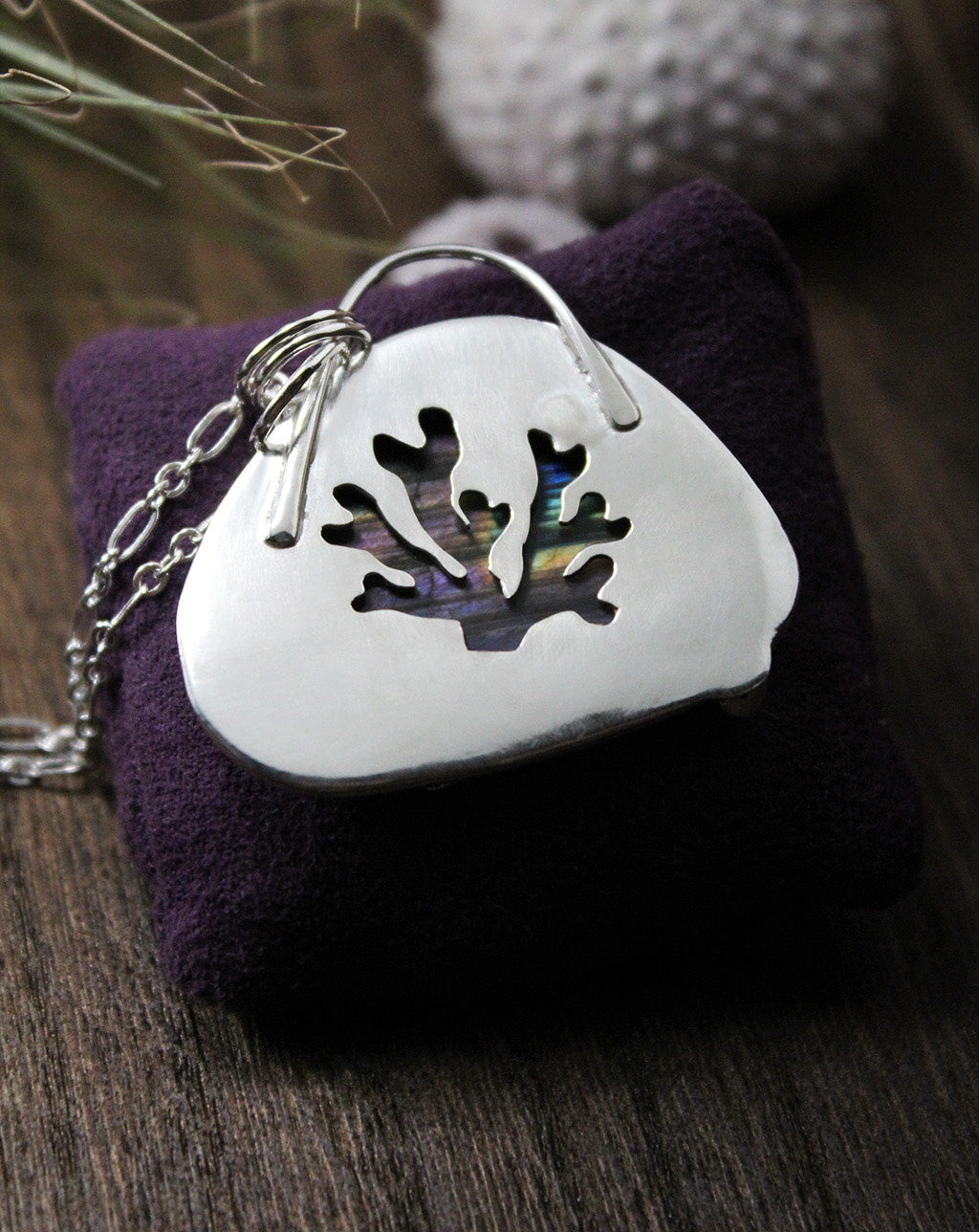 Rare Purple Labradorite Decorative Sterling Silver Pendant