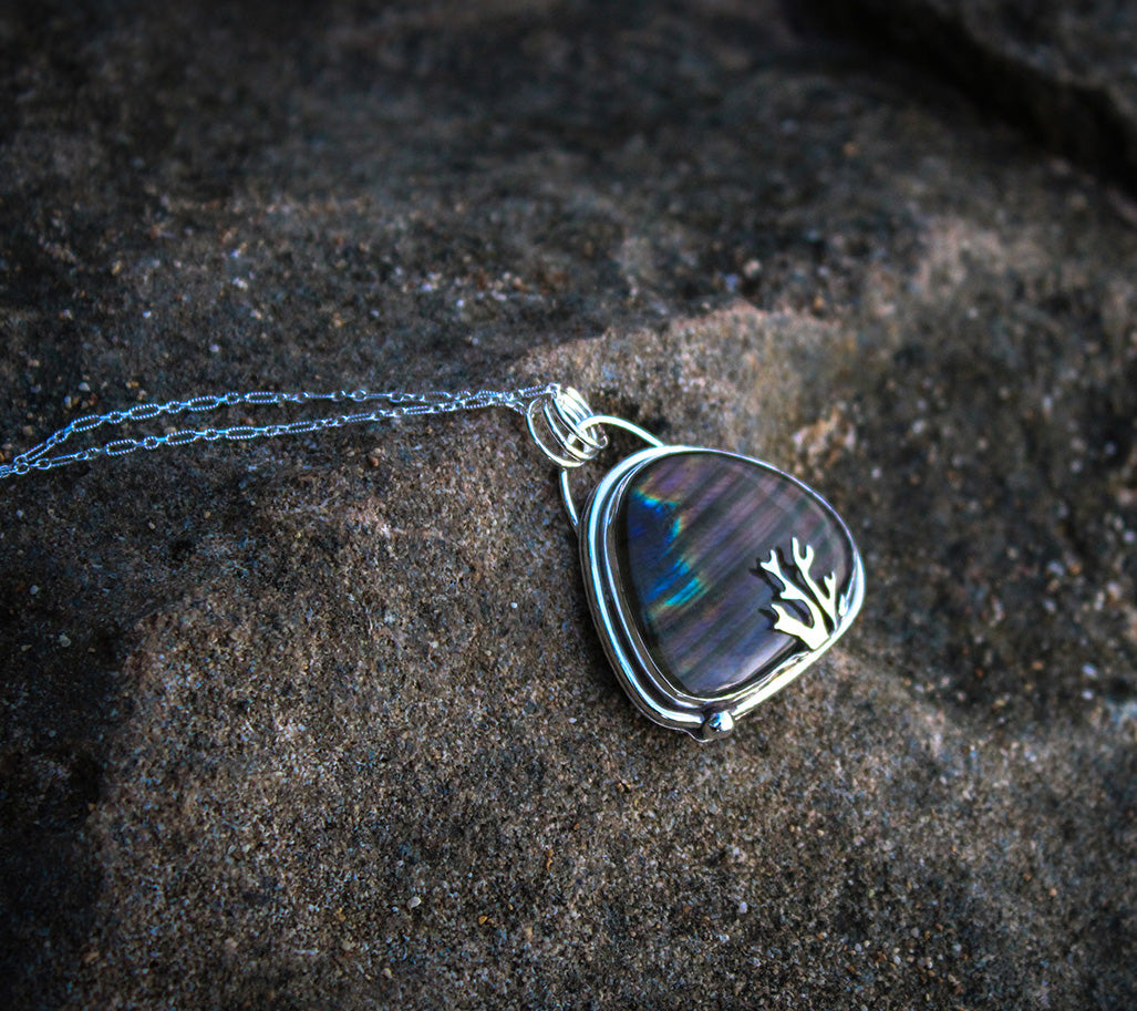 Rare Purple Labradorite Decorative Sterling Silver Pendant