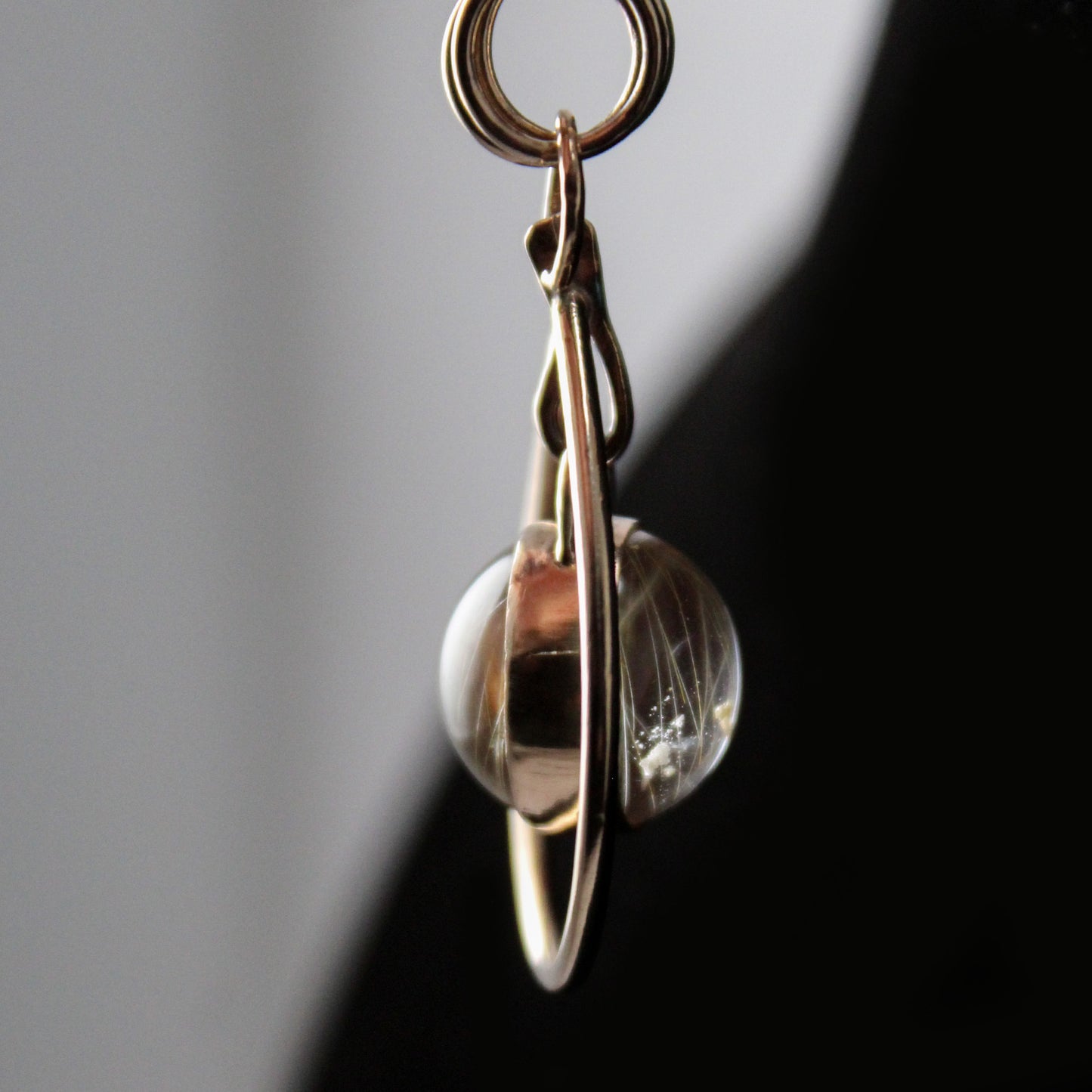 ‘Dew Drop’ Pendant in 14K Gold Fill with Rutilated Quartz Sphere