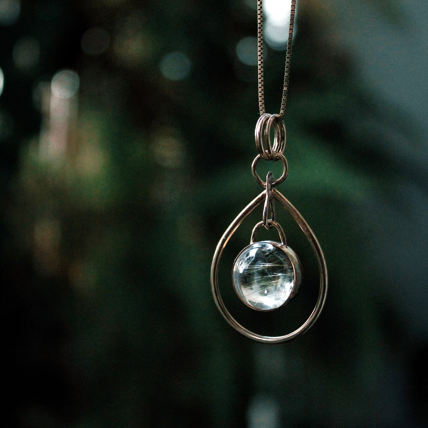 ‘Dew Drop’ Pendant in 14K Gold Fill with Rutilated Quartz Sphere