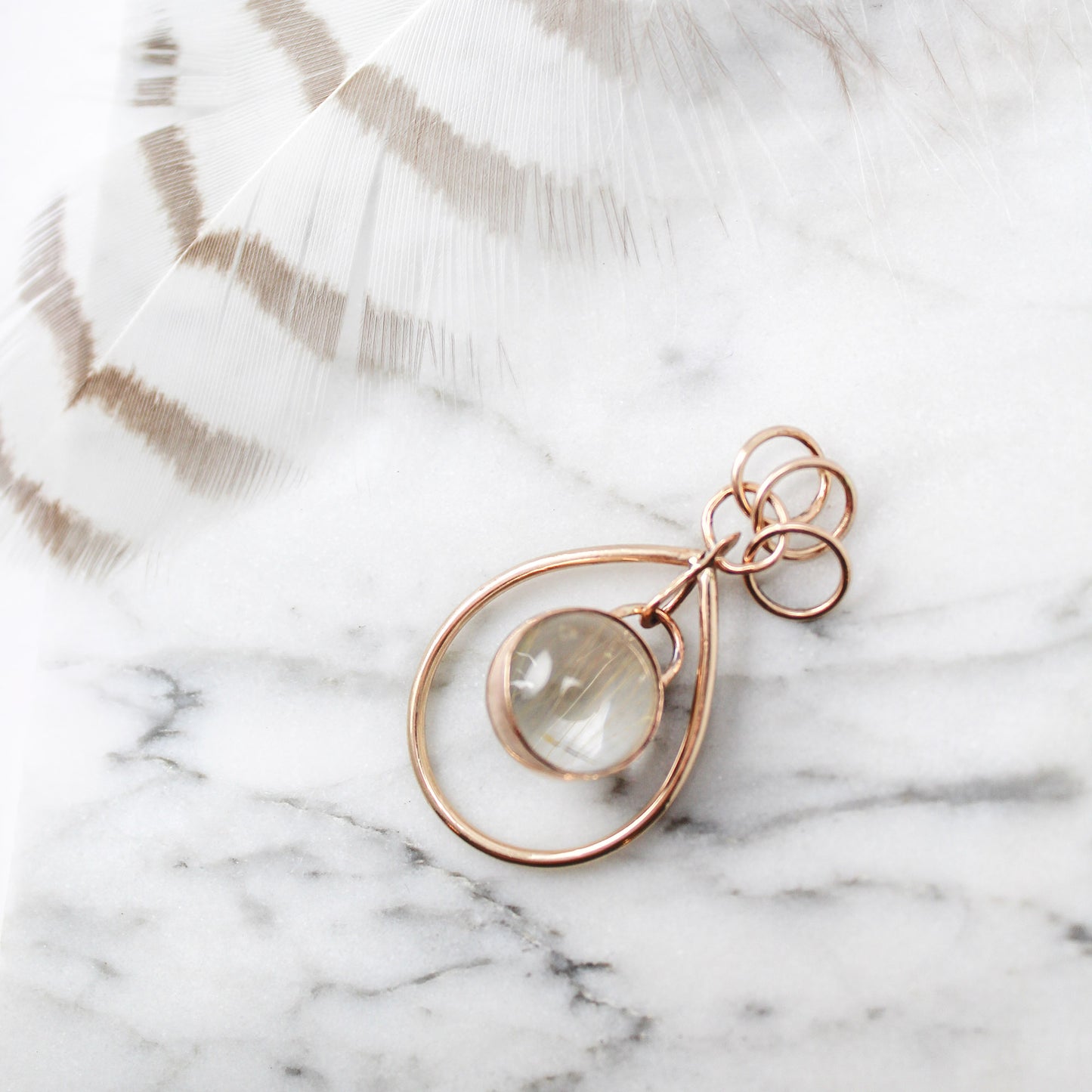 ‘Dew Drop’ Pendant in 14K Gold Fill with Rutilated Quartz Sphere