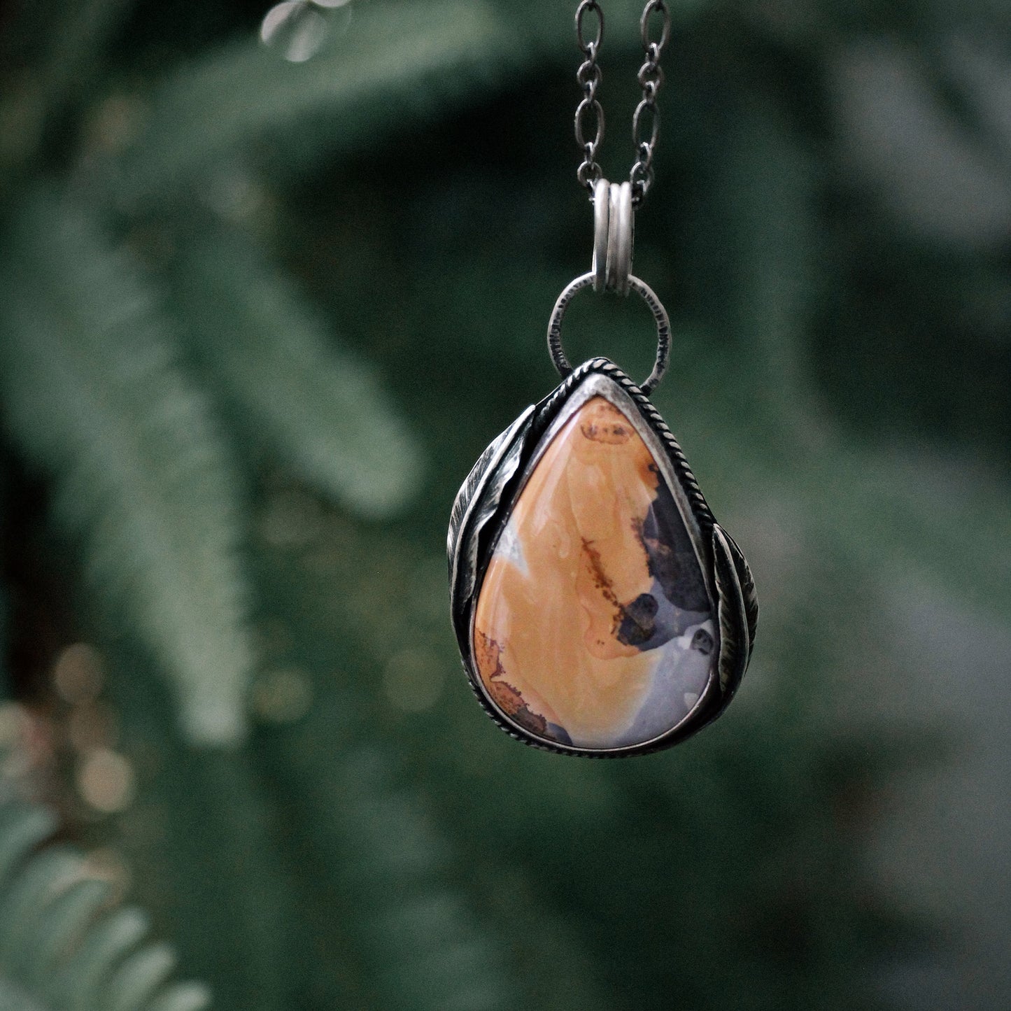 Maligano Jasper Peardrop Decorative Pendant with Patina