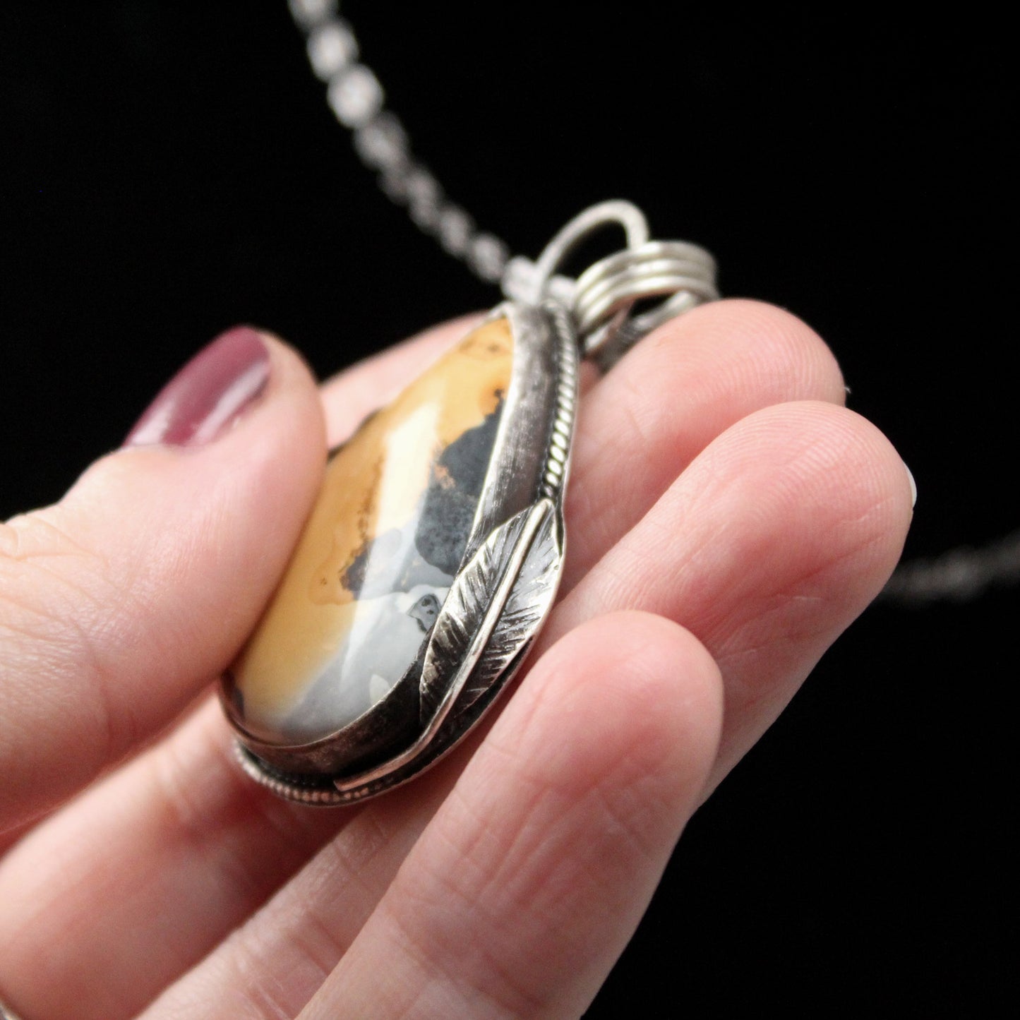 Maligano Jasper Peardrop Decorative Pendant with Patina