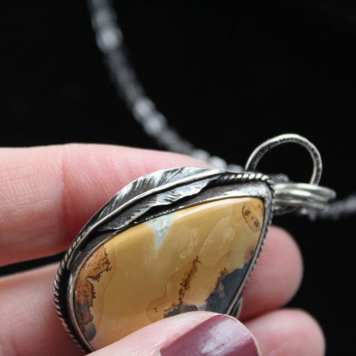 Maligano Jasper Peardrop Decorative Pendant with Patina