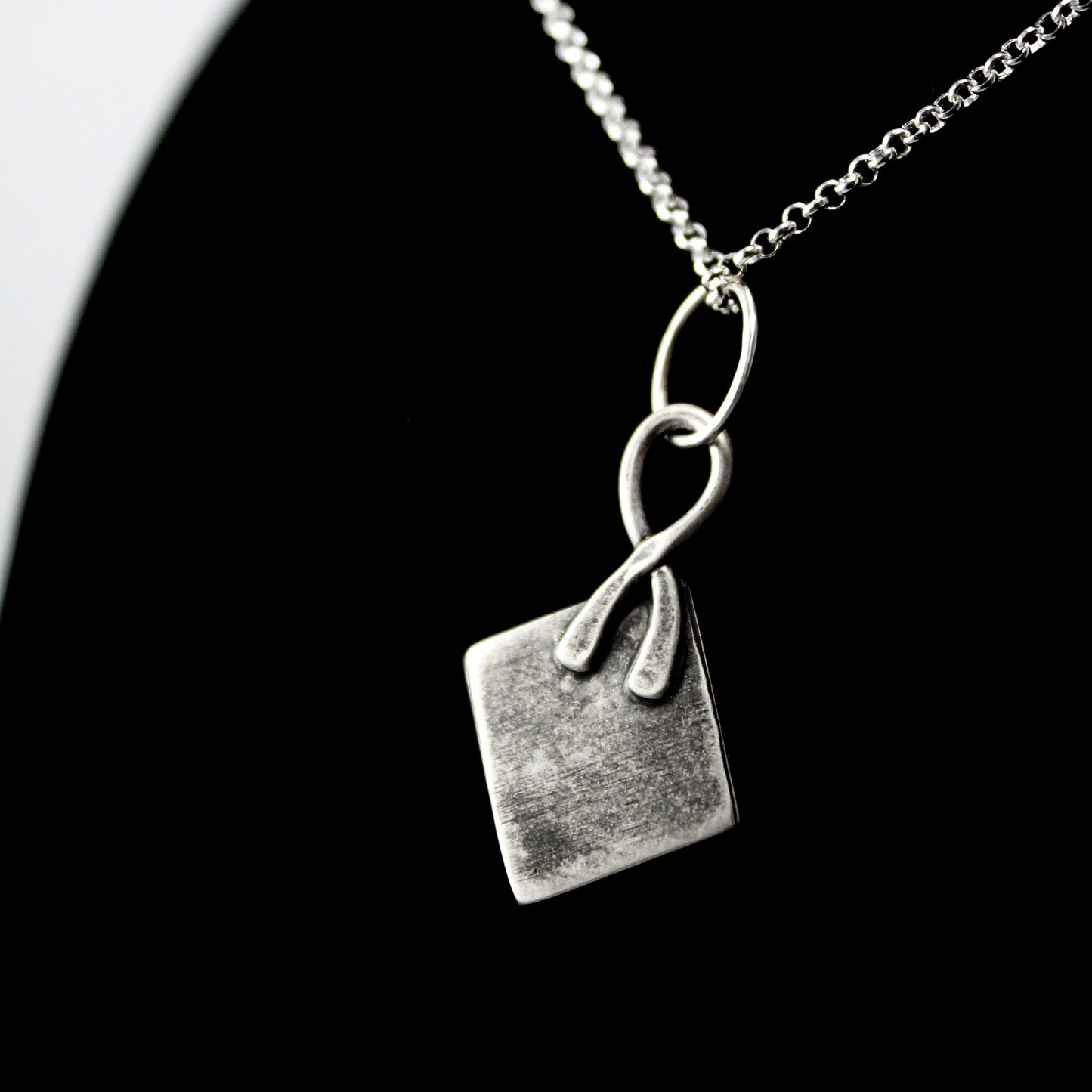 Feather Shadowbox Sterling Silver Pendant with Patina