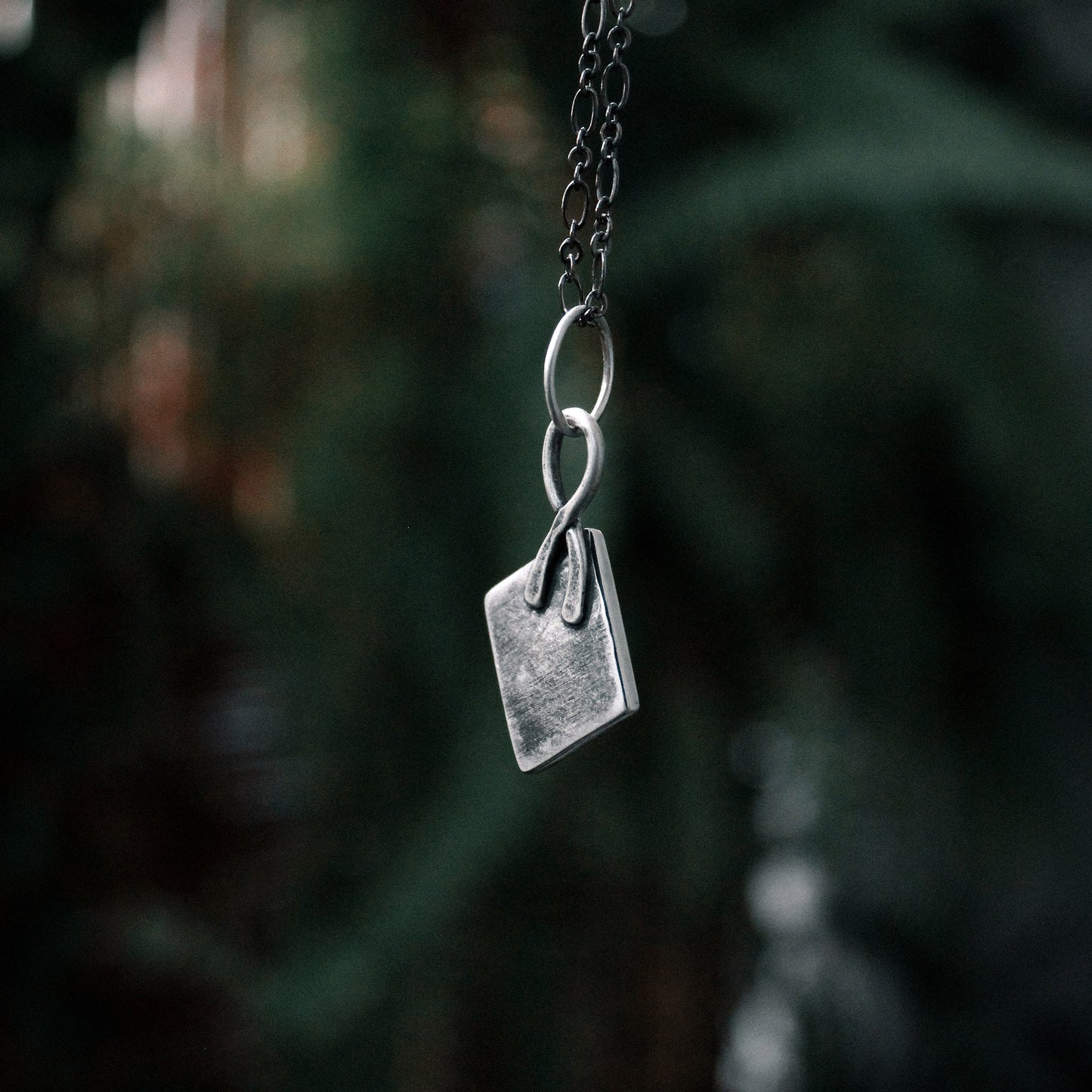 Feather Shadowbox Sterling Silver Pendant with Patina