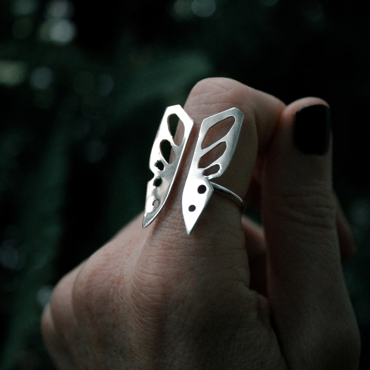 Butterfly Sterling Silver Split Ring – Size 6.25