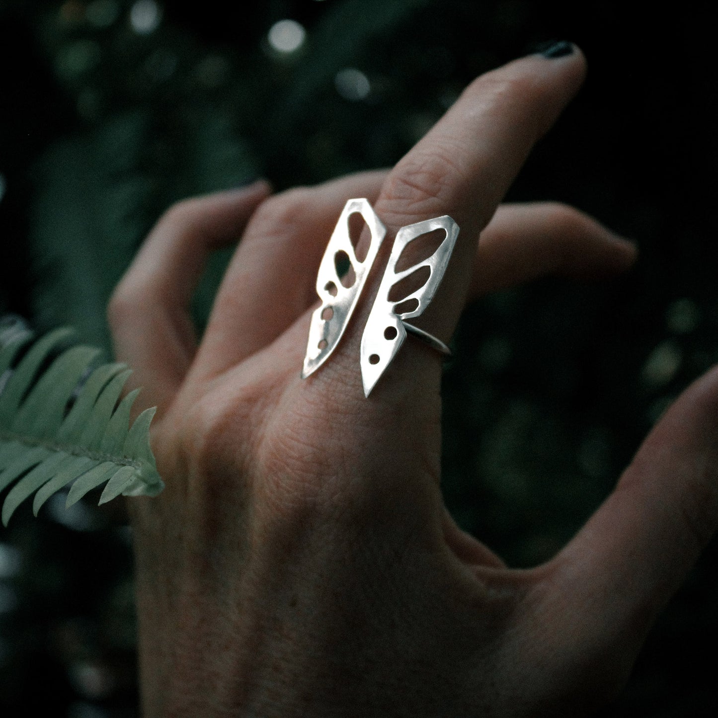 Butterfly Sterling Silver Split Ring – Size 6.25