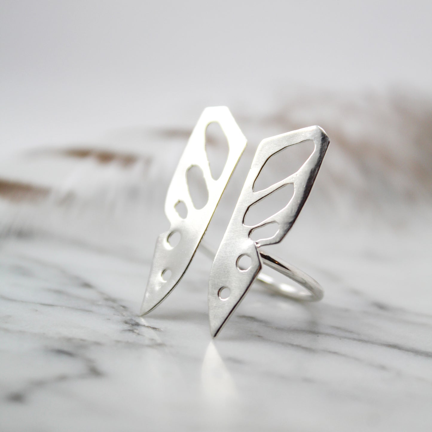 Butterfly Sterling Silver Split Ring – Size 6.25