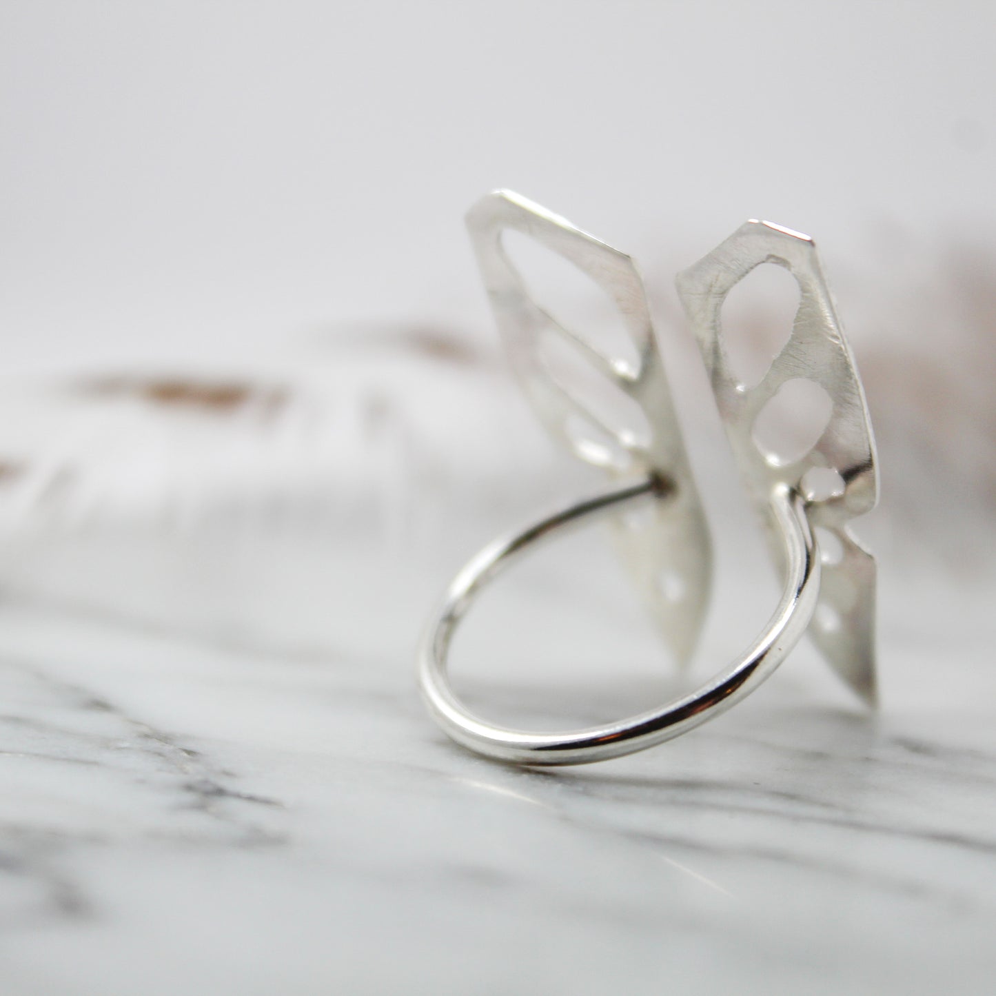 Butterfly Sterling Silver Split Ring – Size 6.25