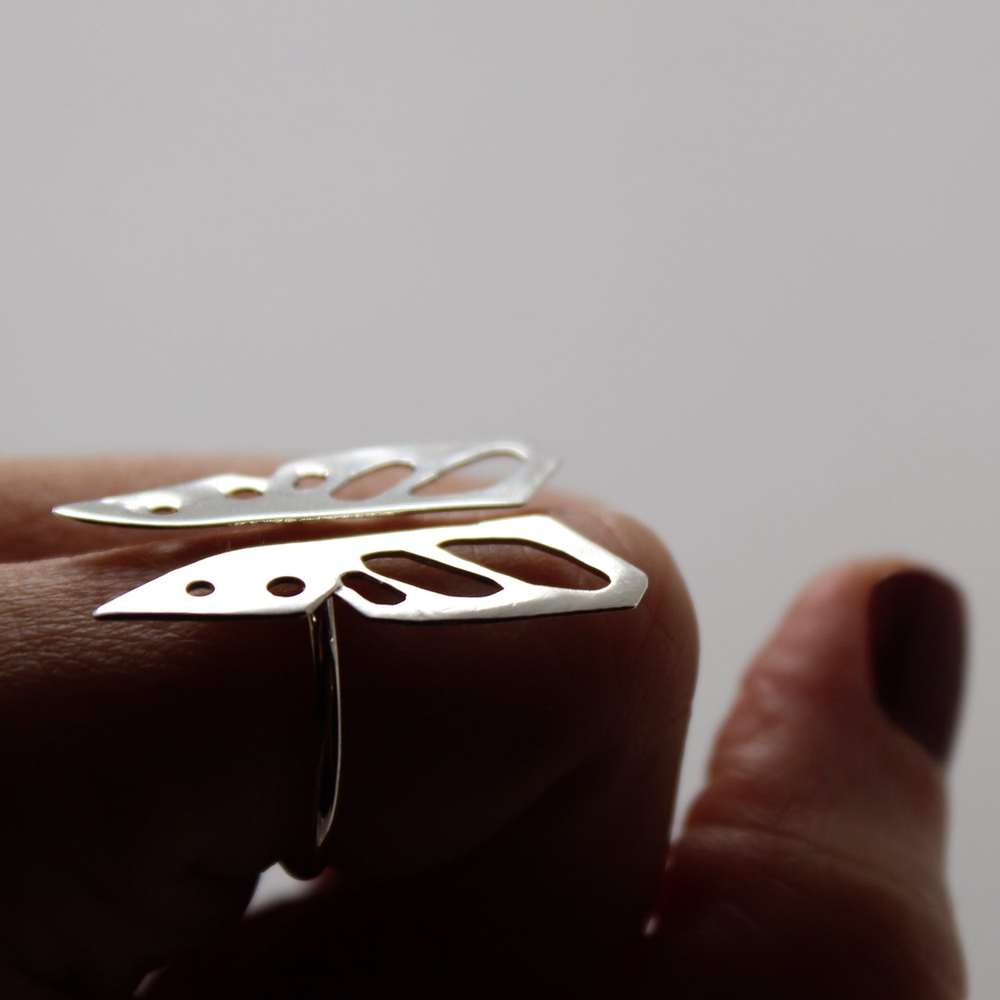 Butterfly Sterling Silver Split Ring – Size 6.25