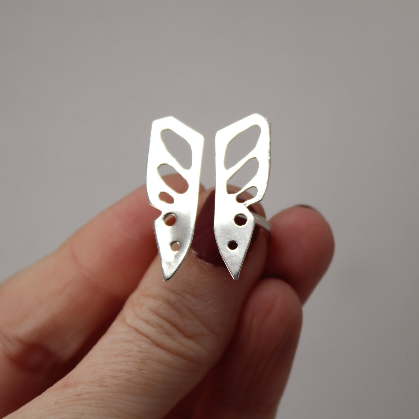 Butterfly Sterling Silver Split Ring – Size 6.25