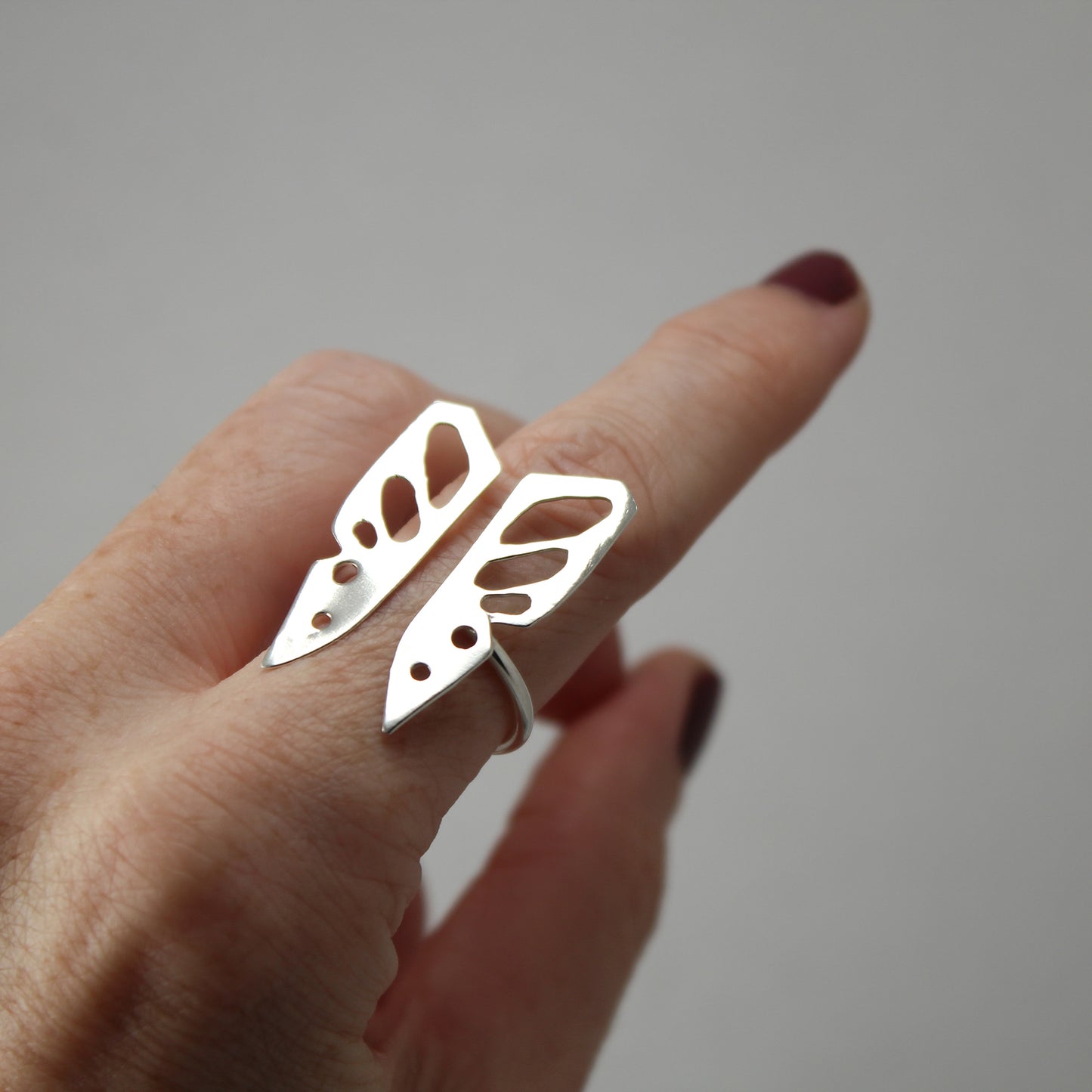 Butterfly Sterling Silver Split Ring – Size 6.25