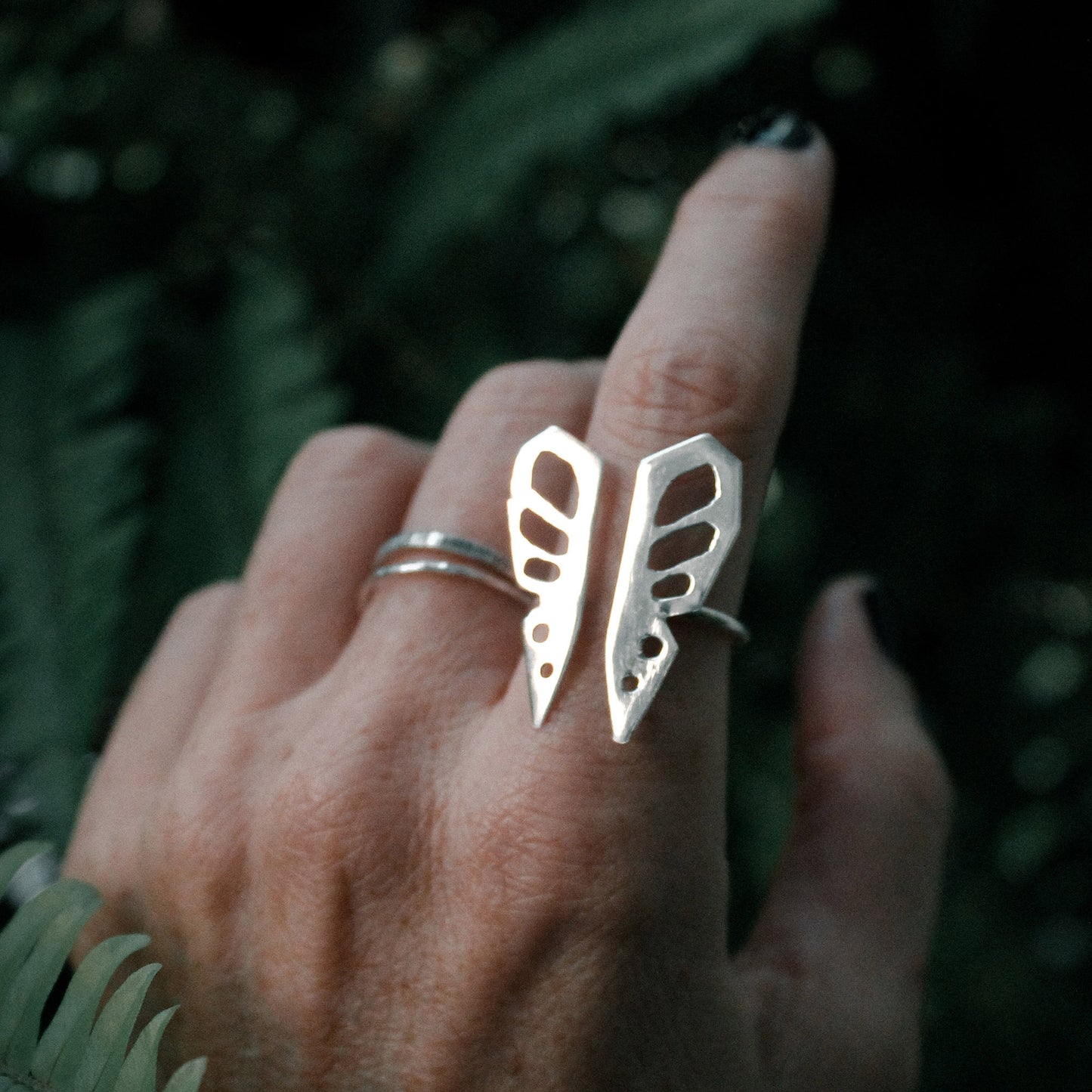 Butterfly Sterling Silver Split Ring – Size 7