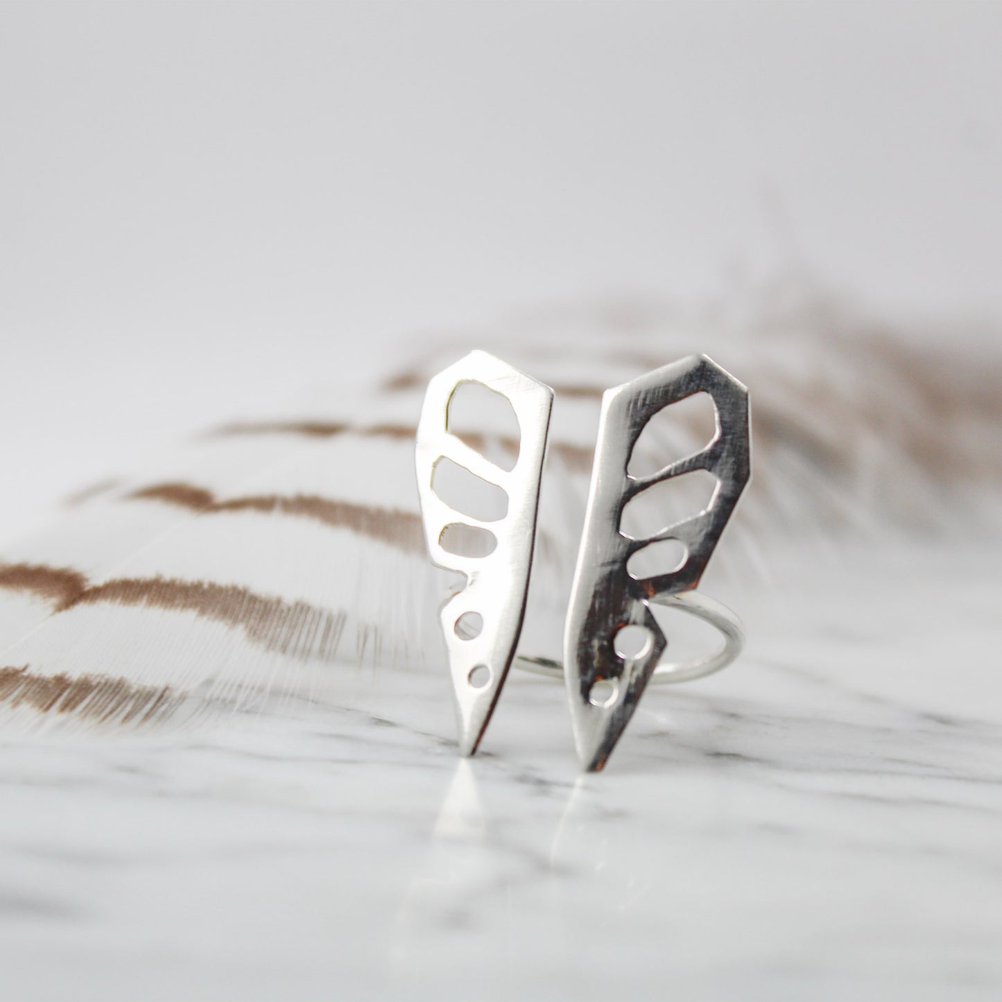 Butterfly Sterling Silver Split Ring – Size 7