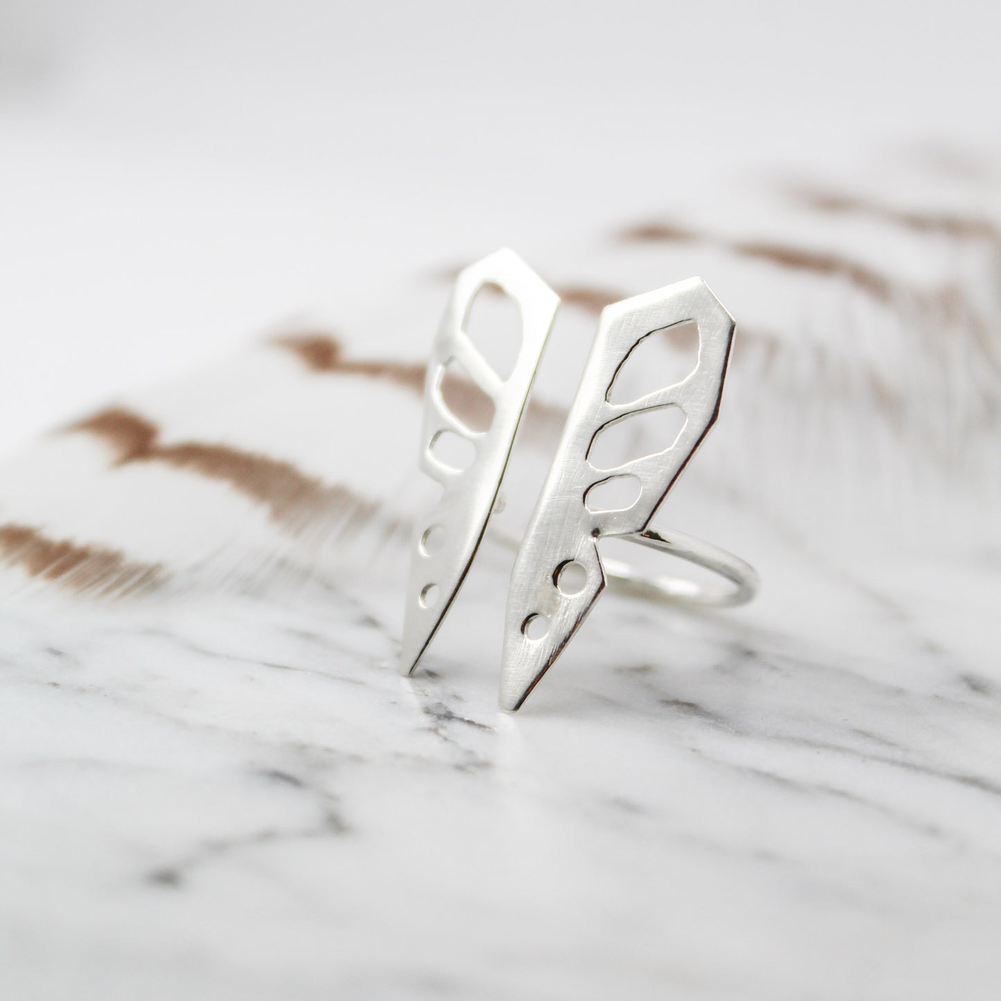 Butterfly Sterling Silver Split Ring – Size 7