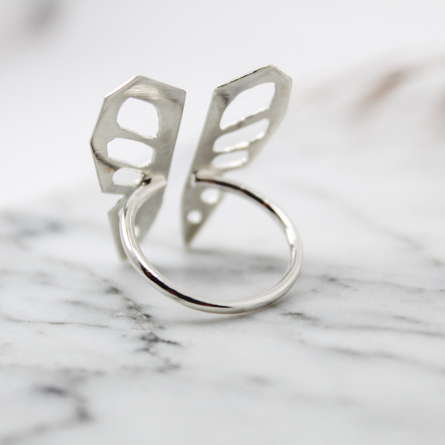 Butterfly Sterling Silver Split Ring – Size 7