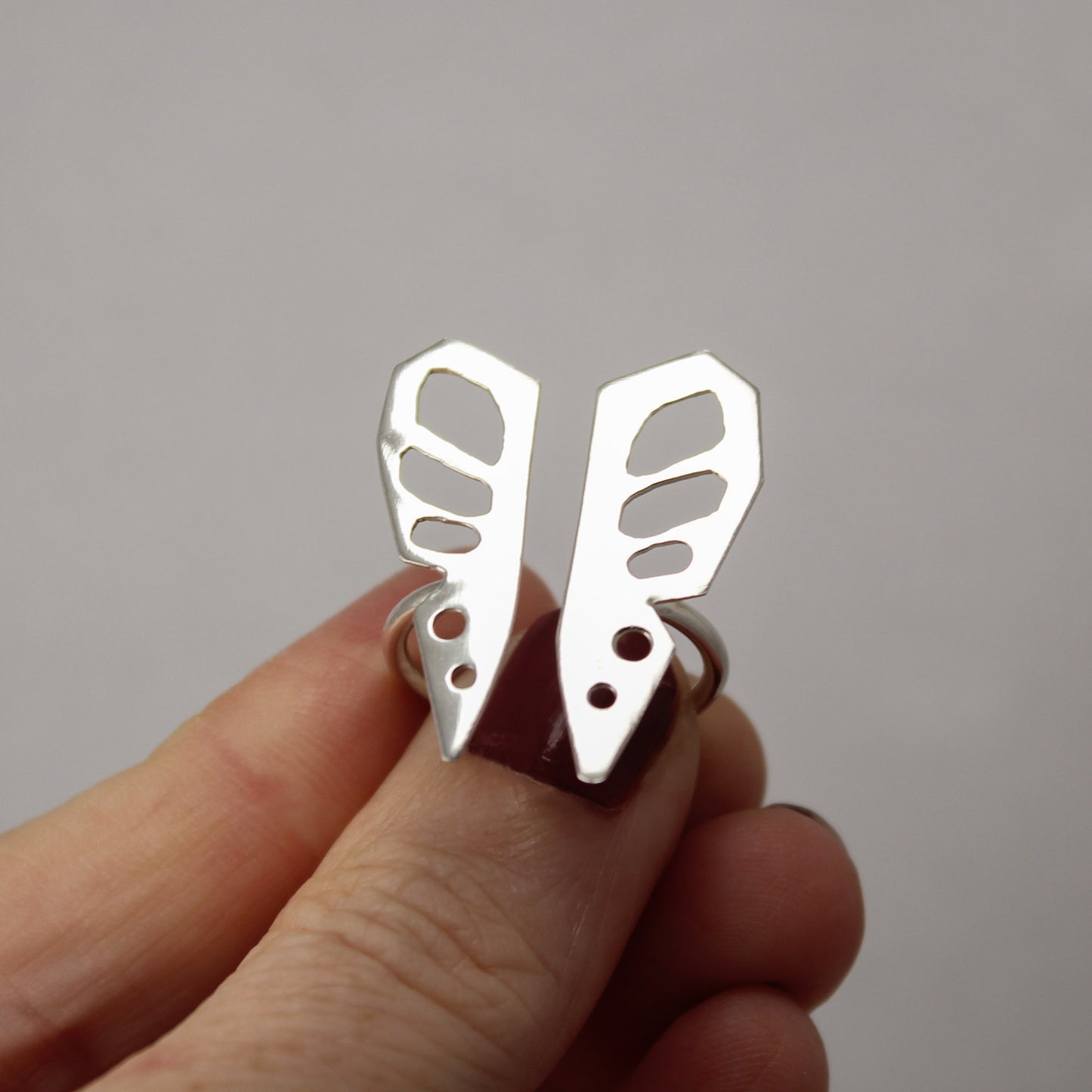 Butterfly Sterling Silver Split Ring – Size 7