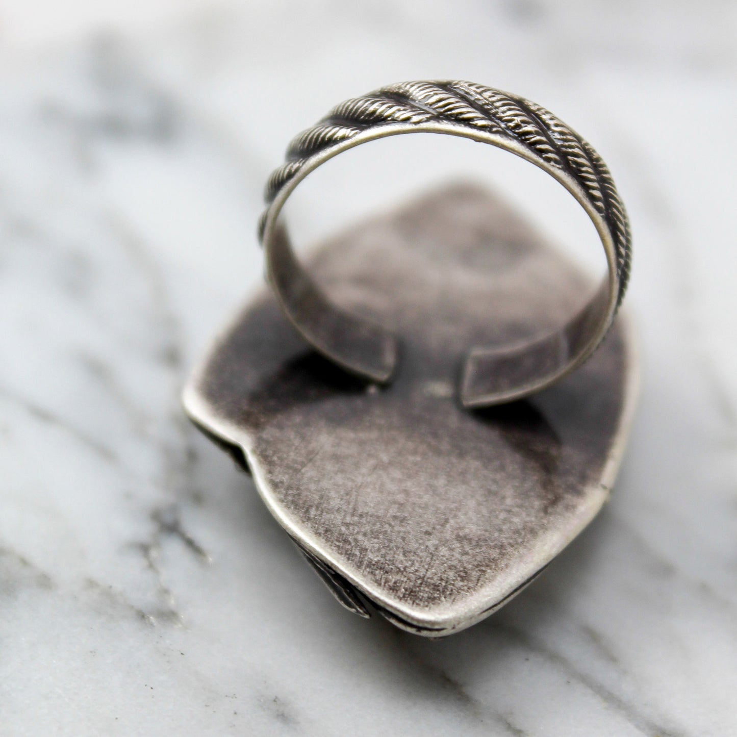 Maligano Jasper Navette Decorative Statement Ring with Patina– Size 8