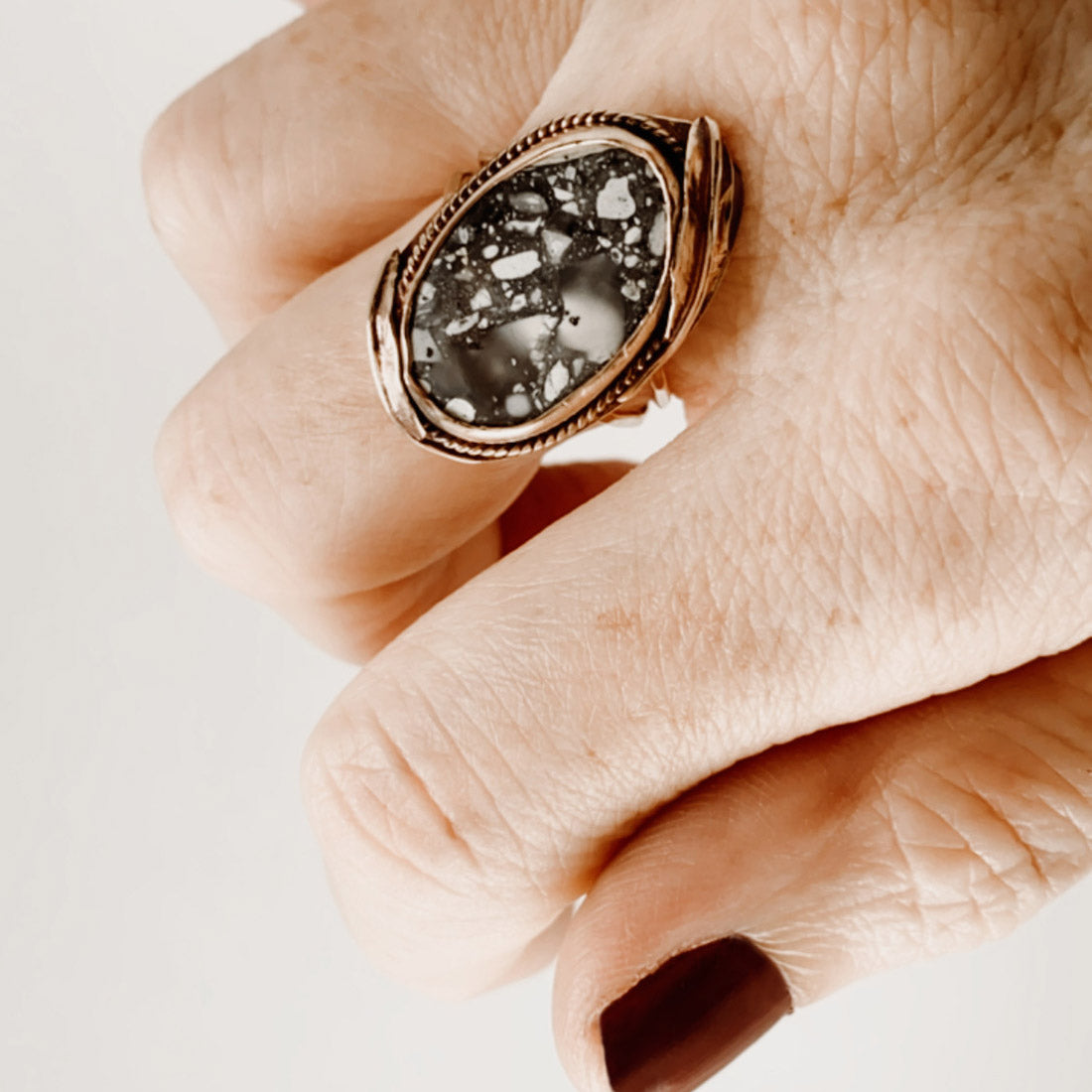 Maligano Jasper Oval Decorative Statement Ring in 14K Gold Fill – Size 7