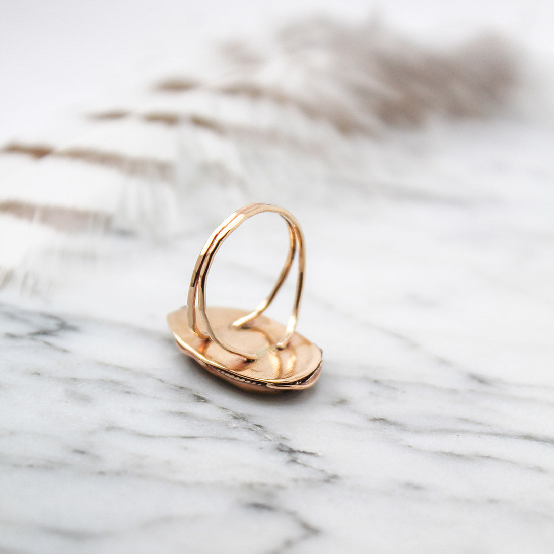 Maligano Jasper Oval Decorative Statement Ring in 14K Gold Fill – Size 7