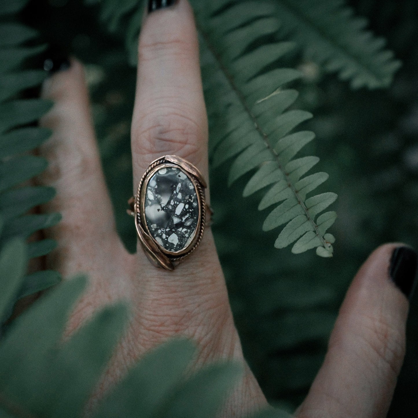 Maligano Jasper Oval Decorative Statement Ring in 14K Gold Fill – Size 7