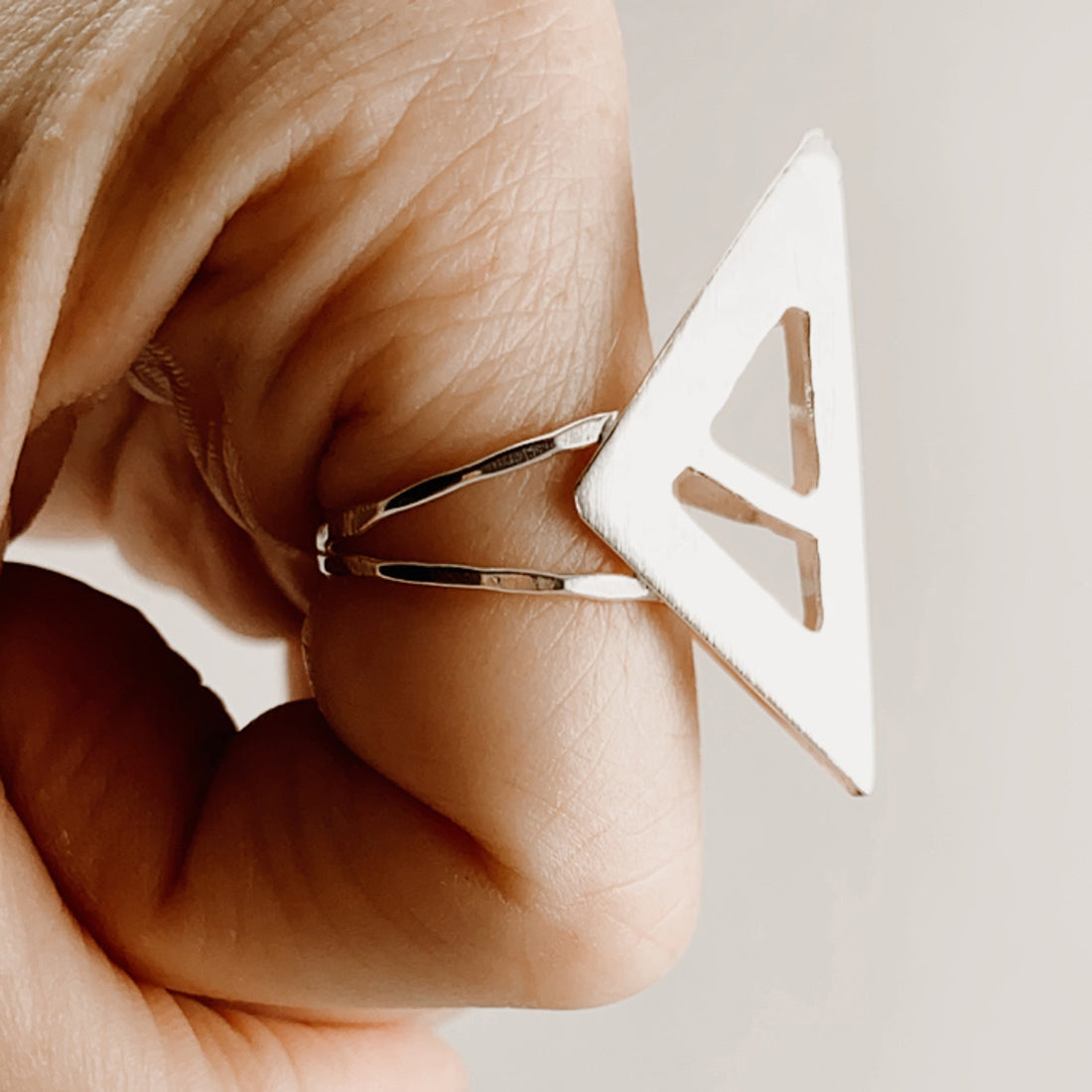 Abstract Triangle Beak Sterling Silver Ring – Size 6.75