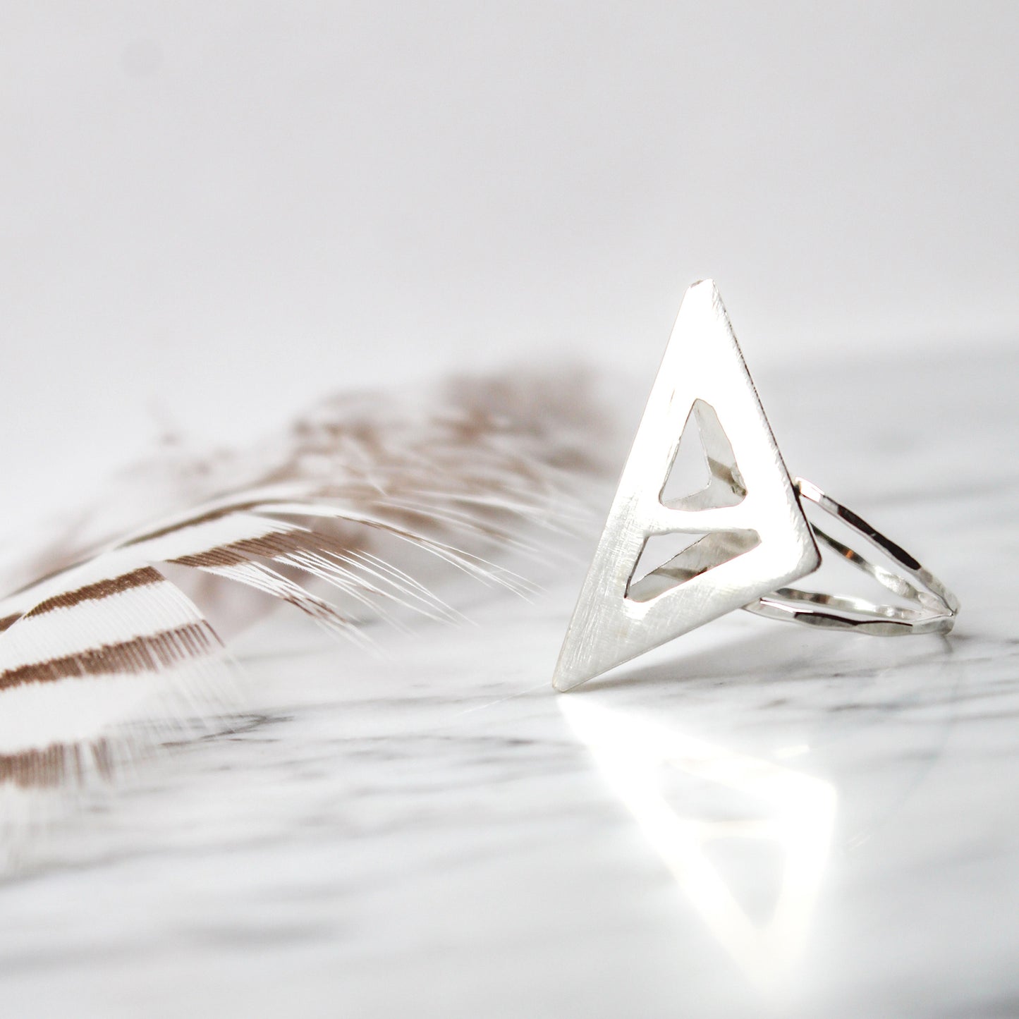 Abstract Triangle Beak Sterling Silver Ring – Size 6.75