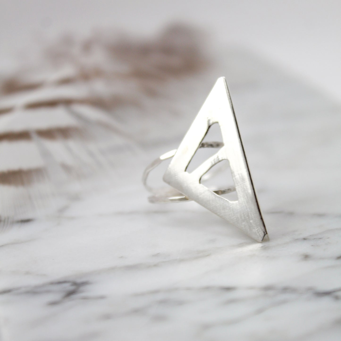 Abstract Triangle Beak Sterling Silver Ring – Size 6.75