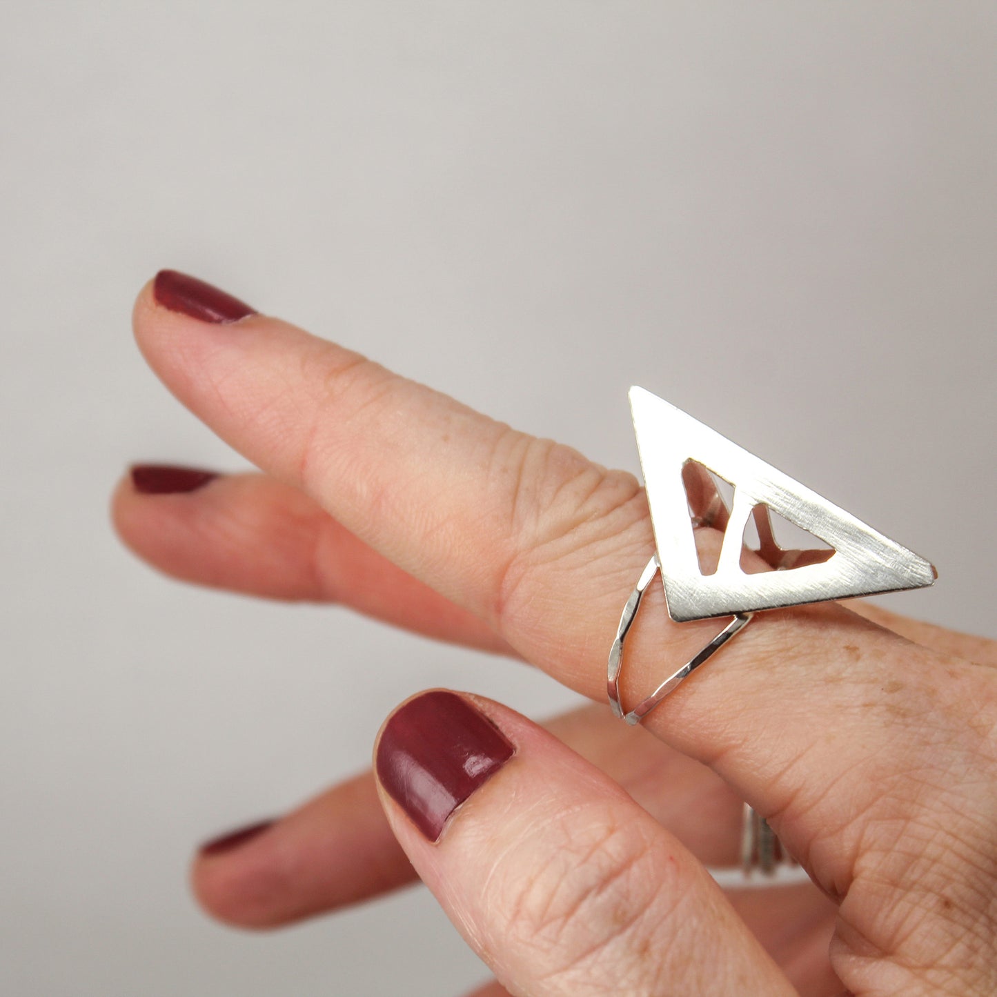 Abstract Triangle Beak Sterling Silver Ring – Size 6.75