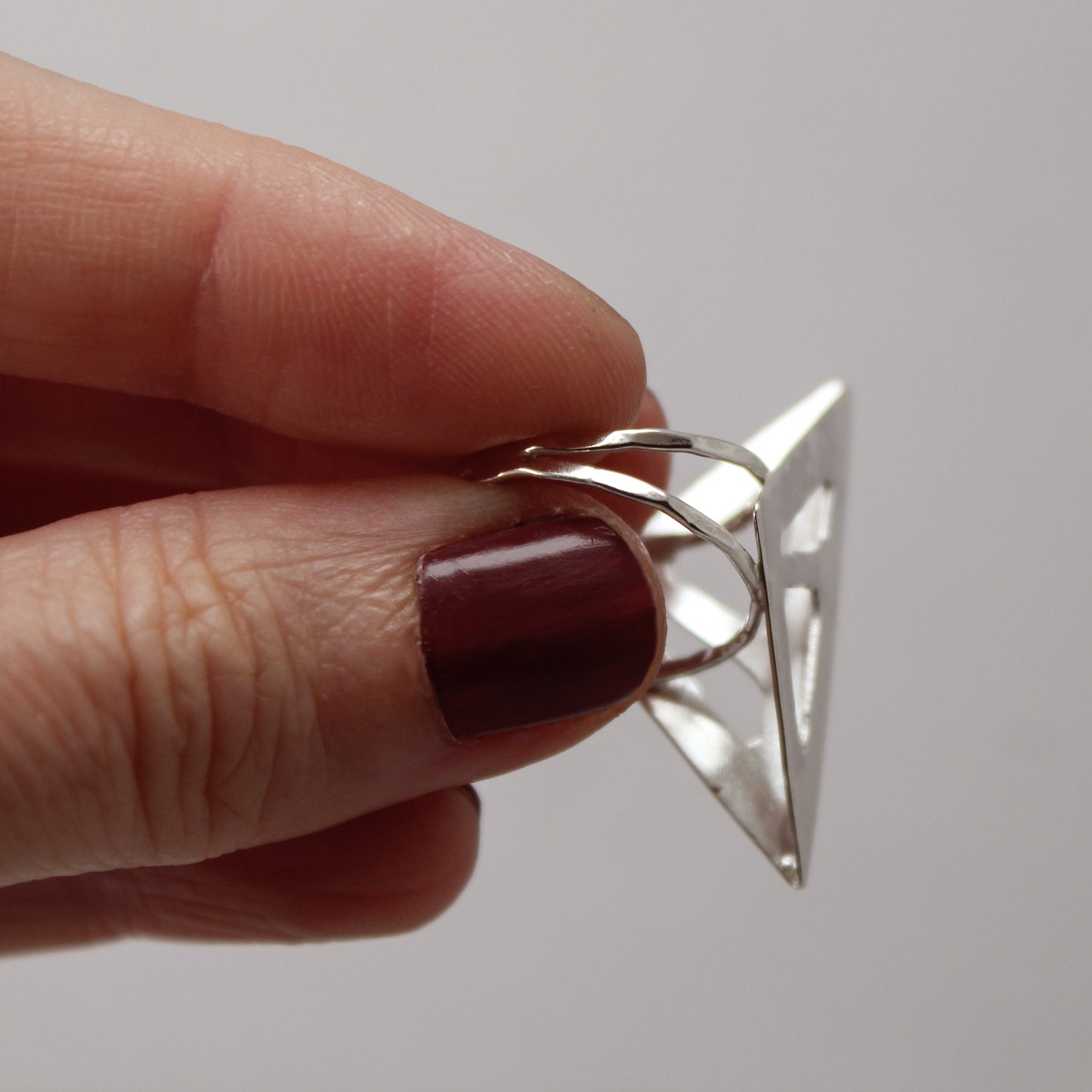 Abstract Asymmetric Triangle Beak Sterling Silver Ring – Size 6