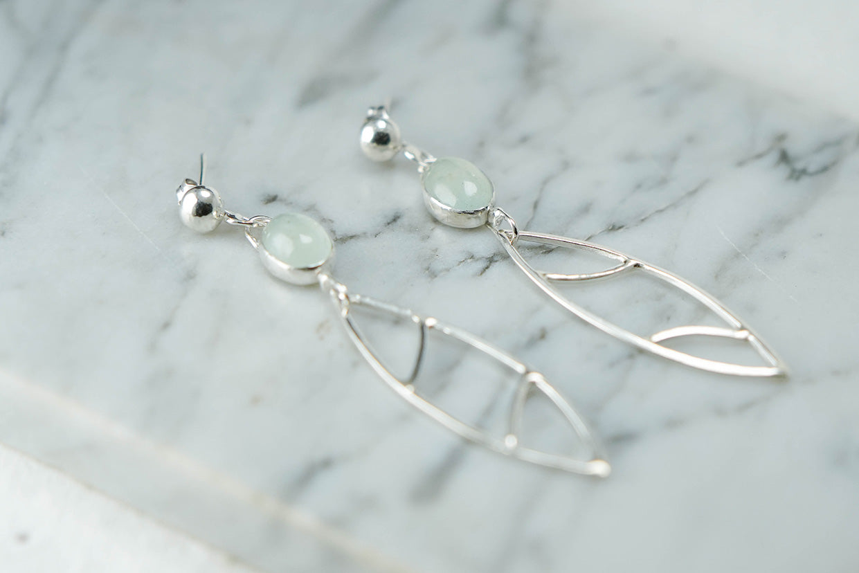 
                  
                    Aquamarine "Fin" Sterling Silver Dangle Earring Pair
                  
                