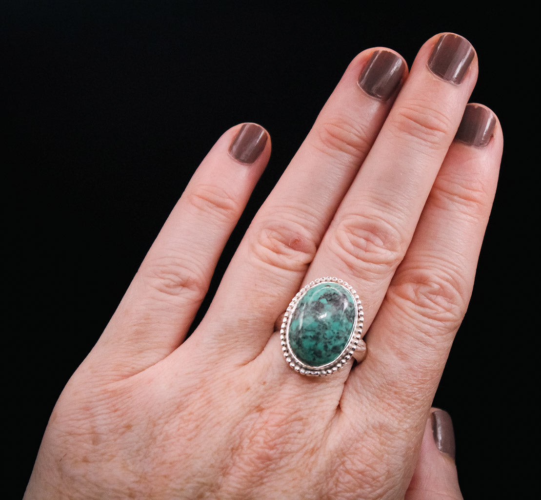 
                  
                    *Custom Order - Turquoise Decorative Sterling Silver Ring – Size 7
                  
                