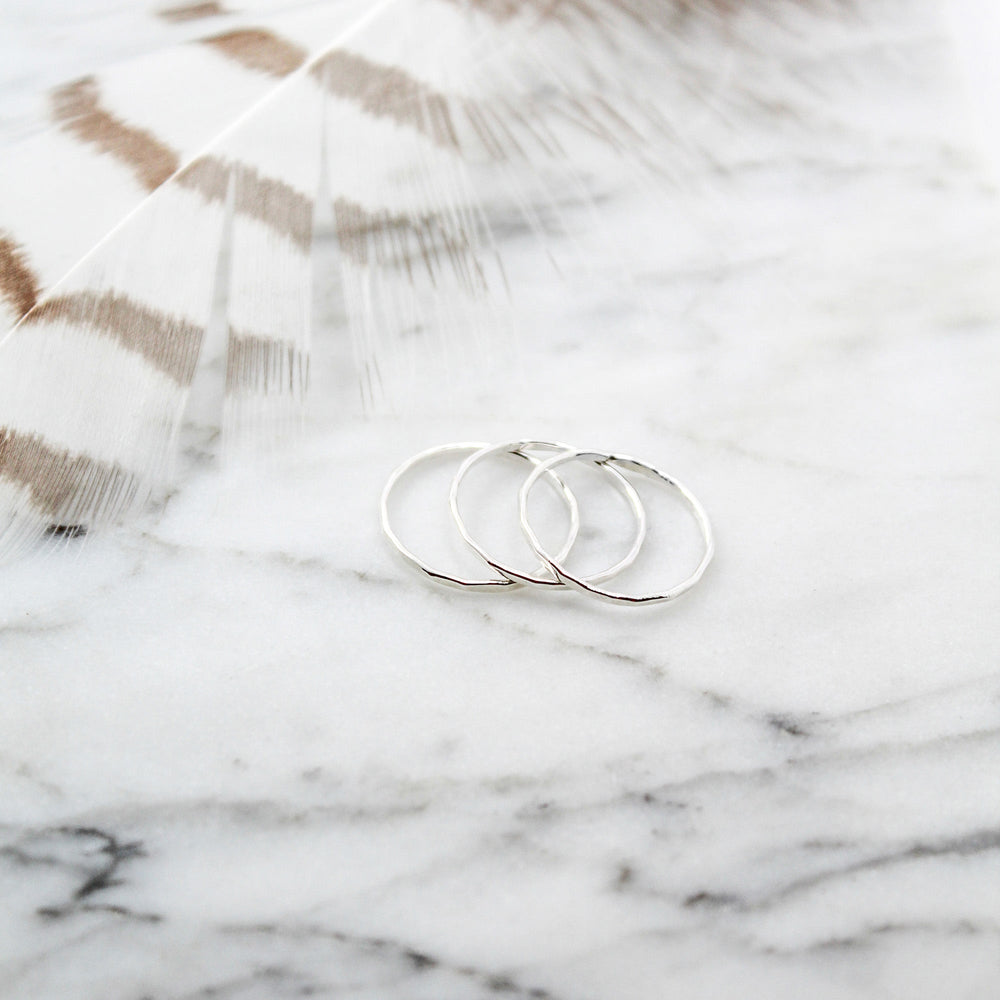Sterling Silver Hammered Stacker rings trio (3) size 6
