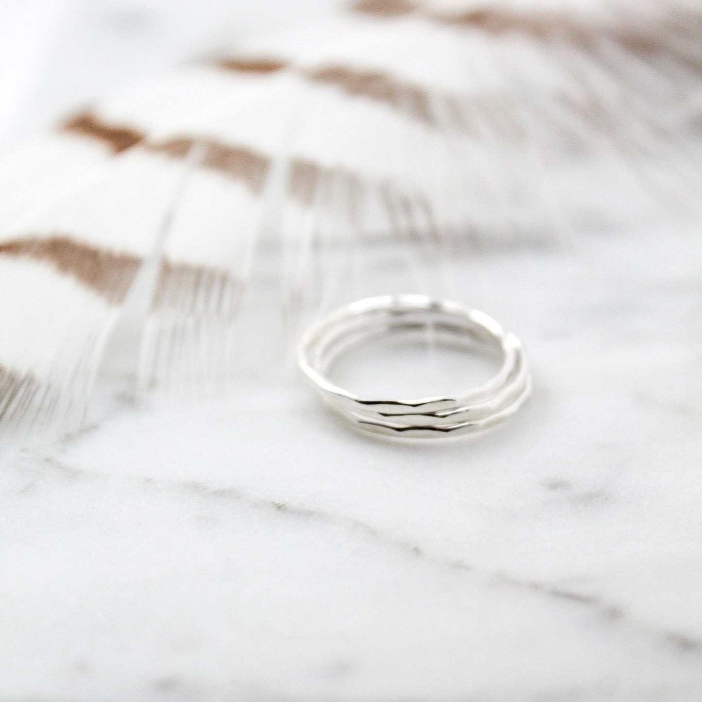 
                  
                    Sterling Silver Hammered Stacker rings trio (3) size 6
                  
                