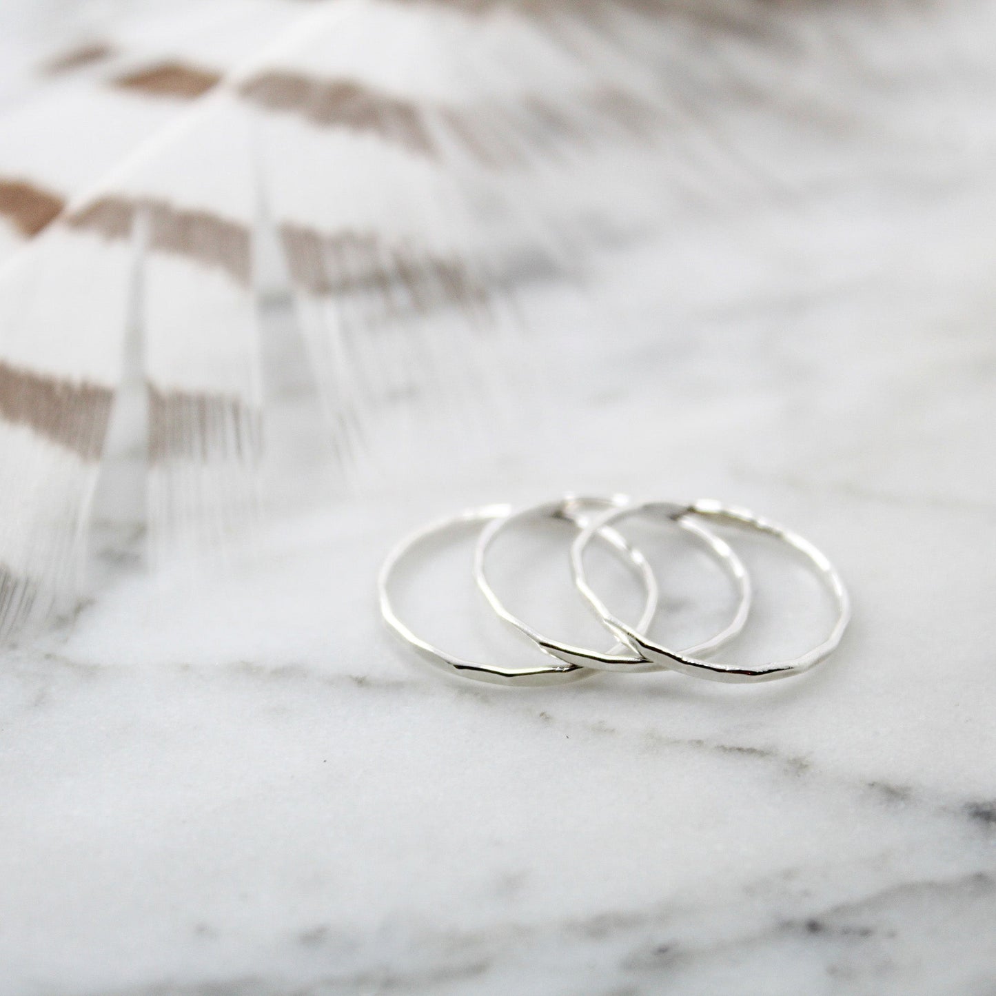 
                  
                    Sterling Silver Hammered Stacker rings trio (3) size 6
                  
                