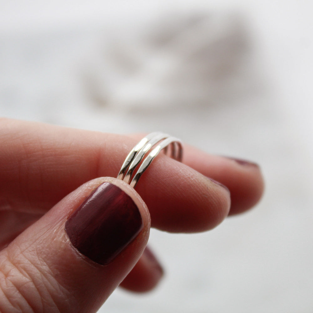 
                  
                    Sterling Silver Hammered Stacker rings trio (3) size 6
                  
                