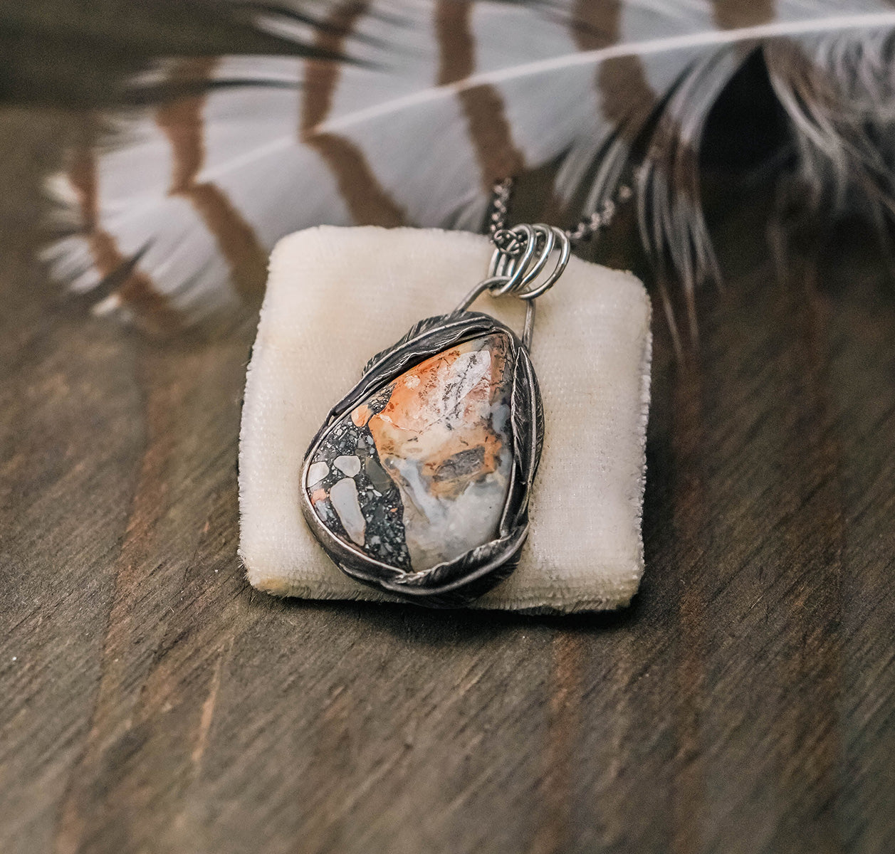 
                  
                    **Custom Order for Bonnie - Maligano Jasper Pear Decorative Pendant with Patina
                  
                