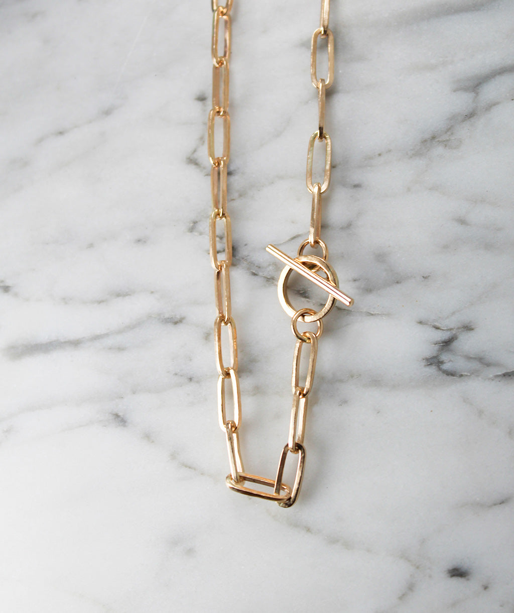 Hand Built Paper Clip Chain in 14K Gold Fill