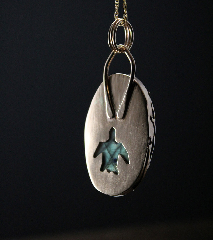 
                  
                    Oval Green Labradorite Decorative Coral Inspired Pendant in 14K Gold Fill
                  
                